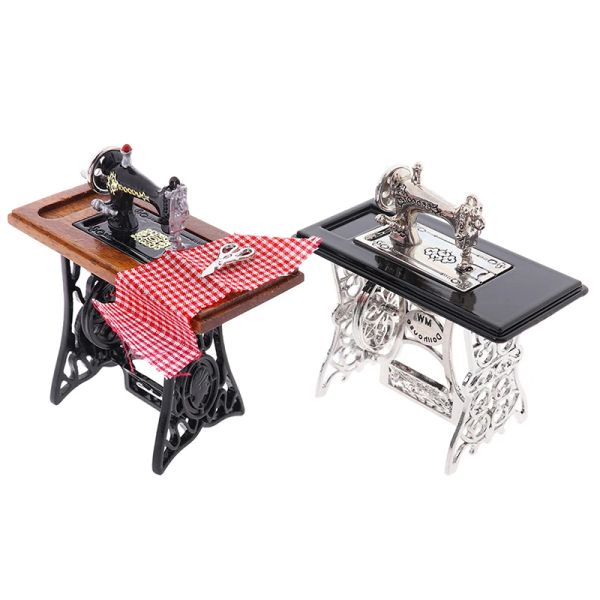 1Pc 1:12 Dollhouse Mini Furniture Sewing Machine with Scissors for Doll House Decor Children&#039;s toys and family utensils