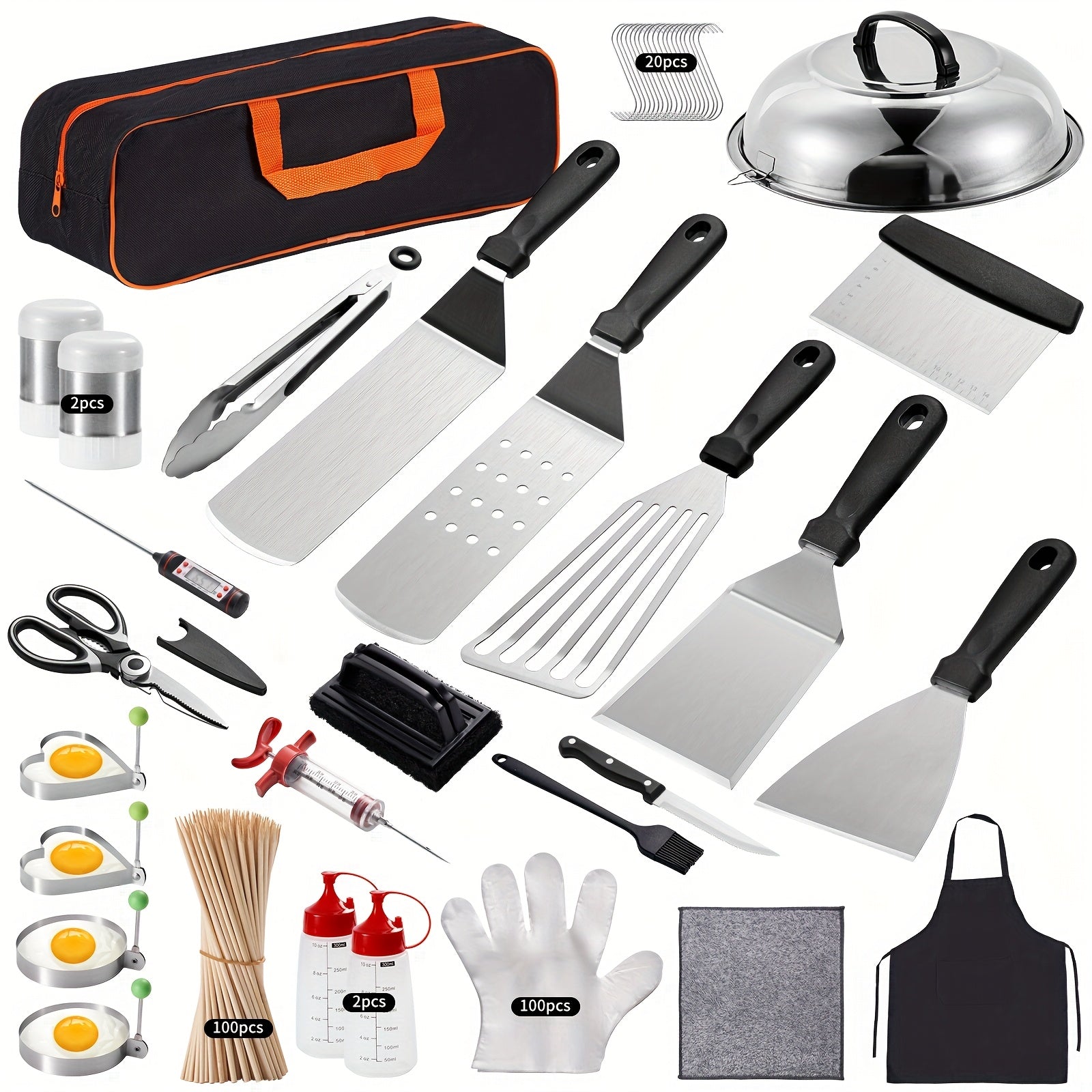 TEMU 246pcs Grill Accessories Tool Set, Stainless Steel Grill Tools With Transport Bags, Thermometer, Grill Pads For Camping-backyard Grills,