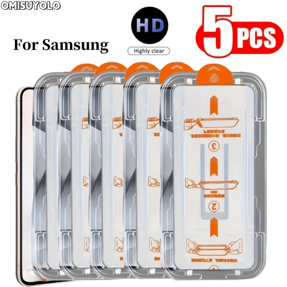 TEMU 5pcs Omi Suyolo Hd Tempered Glass Screen Protectors - Dust-free, Bubble-free Installation, Fingerprint Compatible, For For Galaxy S22-s22+-s22
