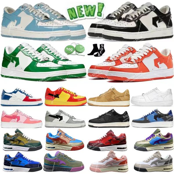 Men Designer Casual Shoes Low for men Sneakers Patent Leather Black White Blue Camouflage Skateboarding jogging Sports Star Trainers