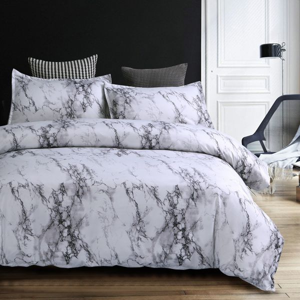 Marble Pattern Duvet Cover (No Sheet, Filg) | 3pcs Soft Bedding Set