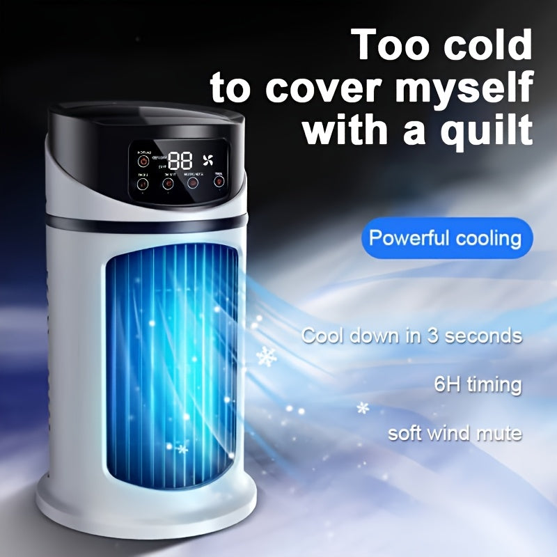 TEMU Portable Usb Powered Desktop Air Conditioner Humidifier Fan -6-speed Silent Mini Cooler, 60 ° Wide-angle, 3-second Fast Cooling, With 6-hour