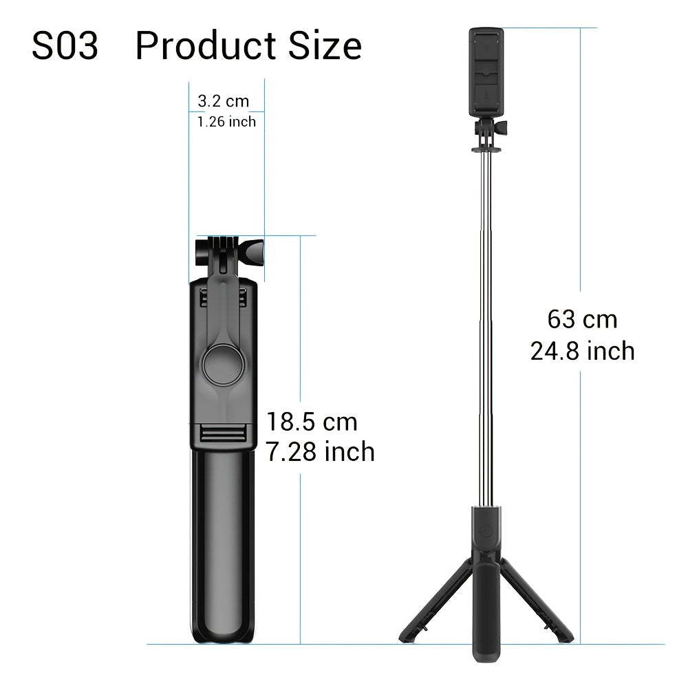 TEMU Selfiecom K28 Handheld Stable Selfie Stick Tripod 1.75m-68.9in Long, Detachable & 1-4" Screw, Compatible With Smartphones, Tablets, Cameras,