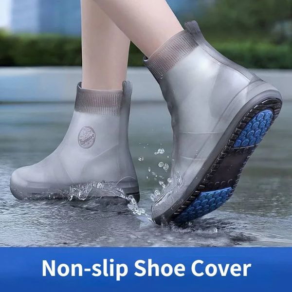 Waterproof Silicone Shoe Cover High Top Rain Boots Cover Nonslip Shoes Protector Outdoor Reusable Thickened Footwear y241115