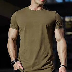 Men's Summer Shirt T shirt Tee Crew Neck Short Sleeve Sports  Outdoor Vacation Going out Casual Daily Soft Plain Black White Activewear Fashion Sport