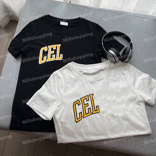 Flaw Letter T Shirts Loose Tees Designer Clothing Short Sleeve T Shirts Cel Cotton Tees for Women