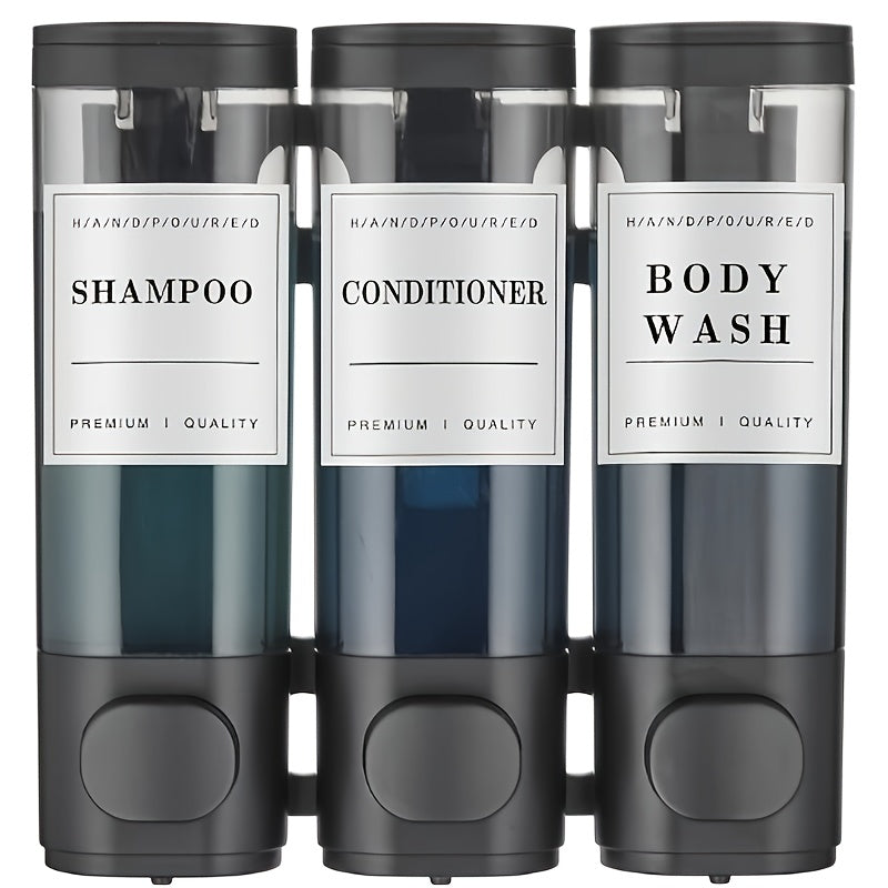 TEMU 3 Chamber Shampoo And Conditioner Dispenser, Shower Dispenser No-drill, Shampoo Dispenser For Shower, Rust-resistant Large Capacity Clear