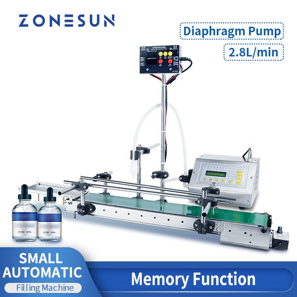 ZONESUN Tabletop Automatic Low Viscosity Liquid Filling Machine Juice Water Bottles Filler With Conveyor Belt
