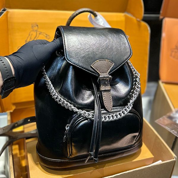 Designer Women Lambskin Glossy Leather Montsouris Backpack Bag Luxury Brand VL Flowers Pattern Outdoor Fashion Student Shoulder Bags Schoolb