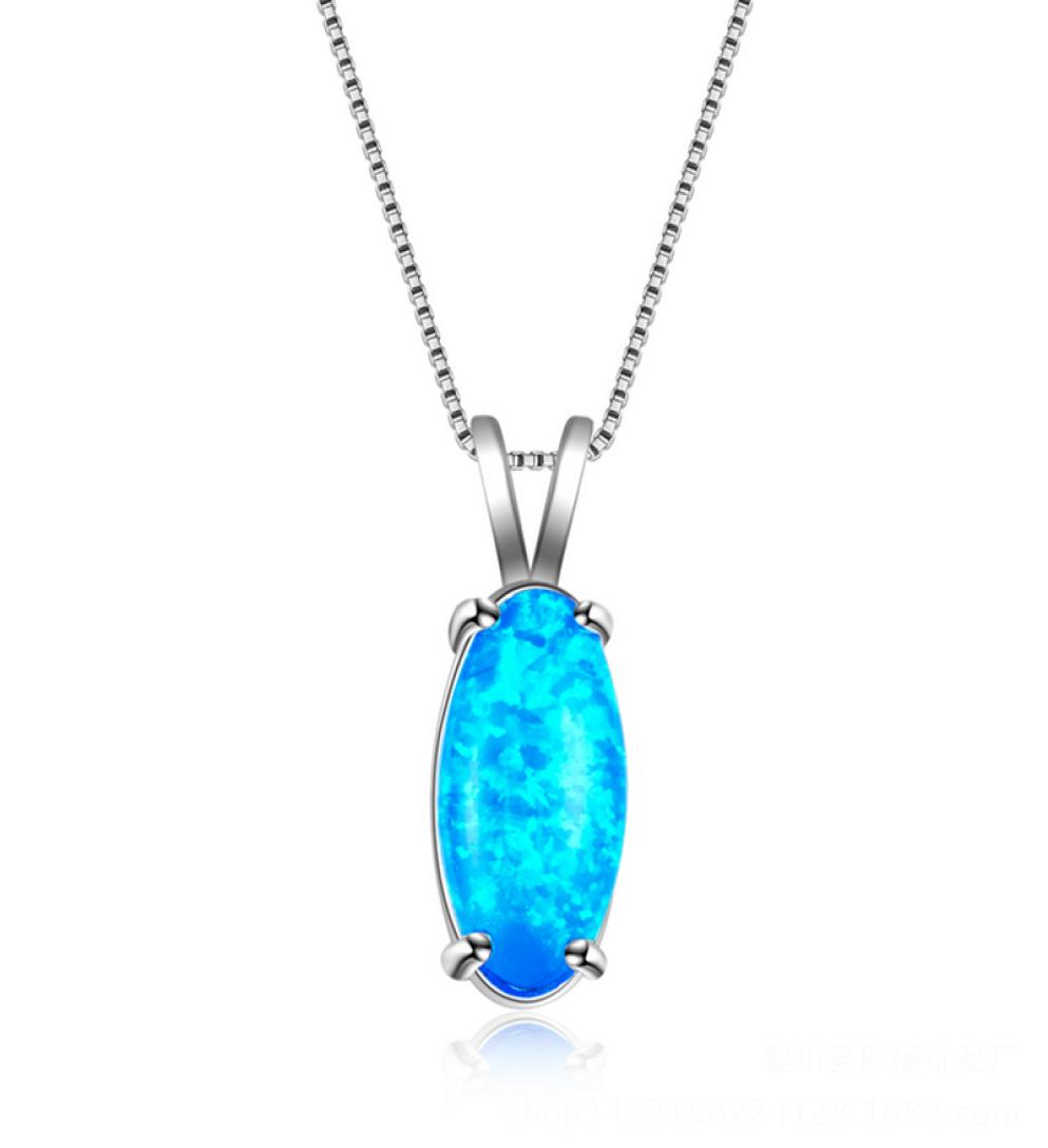 Weddings Jewelry LuckyShine 1Pcs Gorgeous Style Fine Blue Oval Genuine Opal Gemstone Silver Fashion Women Charm Necklace Pendant1177794