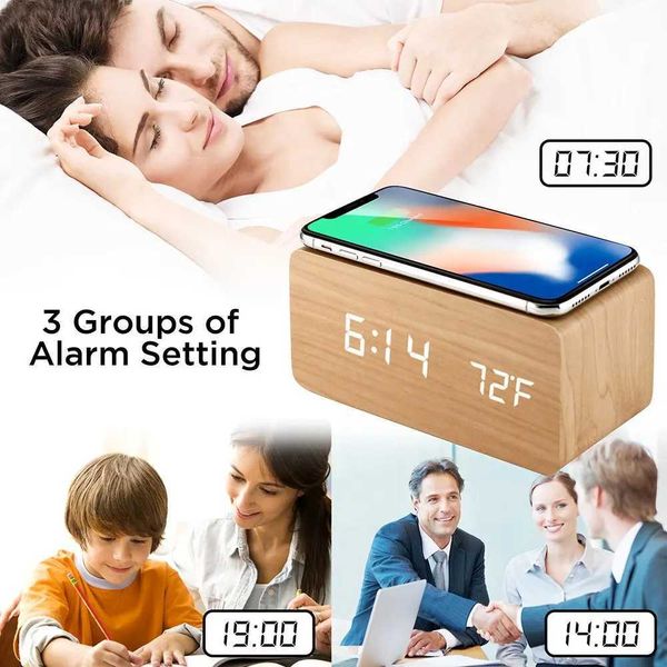 Mtifunctional LED digital alarm clock desktop charging clock 12-24H display unique decorative bedding Y250111