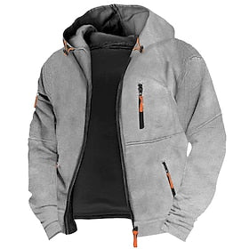 Voor heren Trui met capuchon Hoodie met volledige rits Zwart Leger Groen Bruin Grijs Capuchon Effen Nationale vlag Zak Sport  Outdoor Dagelijks Feestdagen Vint