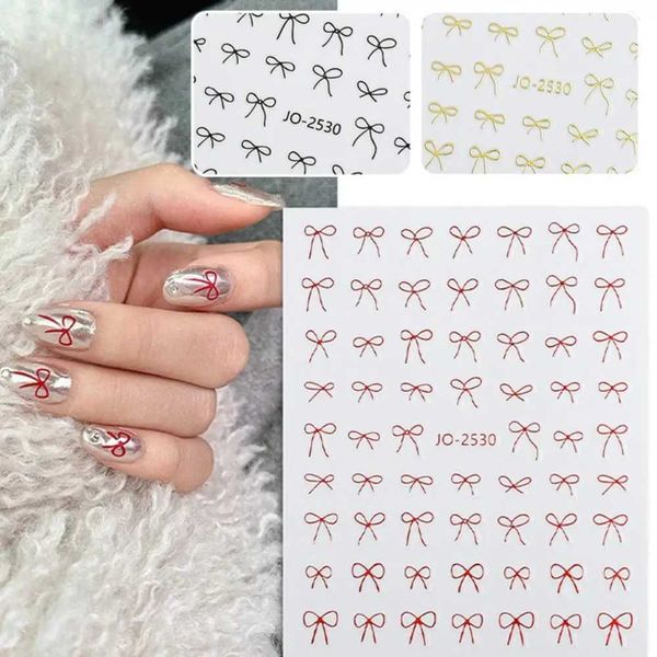 Waterproof Bow Nail Art Stickers Long Lasting Glitter Shining Nail Art Decoration Adhesive Slider Nail Polish DecalsXJ250120
