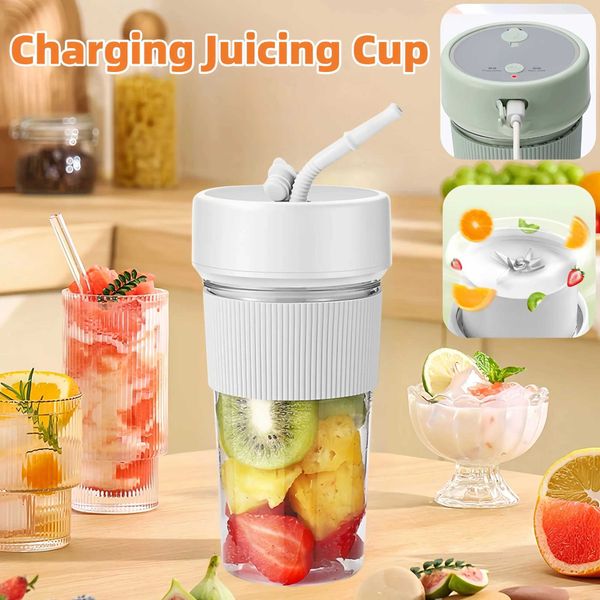 6 Blade Portable Electric Fruit Juicer Maker 350ml USB Rechargeable Sports Bottle Juicing Cup Mixer for Shakes and SmoothiesXJ241227