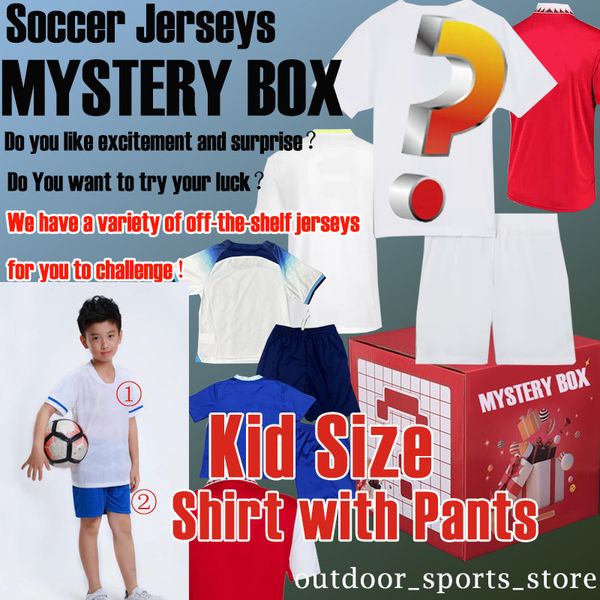 22 23 24 Clearance MYSTERY BOX Soccer Jerseys Kids size Any Teams Any name and number Season Thai Quality a clearance sale football shirts T