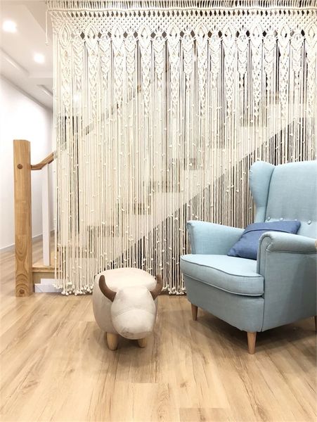 Large Tassel Hand-Woven Rame Cotton Door Curtain Wall Hanging Art Boho Decoration Bohemia Wedding Backdrop Tapestry