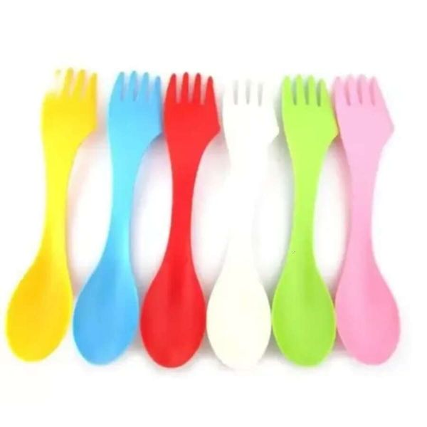 In 1 3 Spoon Fork Knife Cutlery Camping Utensils Spork Dinnerware Sets Plastic Travel Gadget Flatware Tool 300Qh 4.23 00Qh 4.2