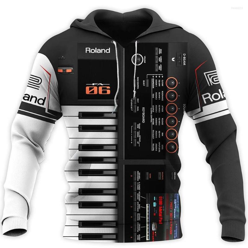 Men&#039;s Hoodies ROLAND Piano Music Art 3D All Over Printed Shirts Fashion Autumn Sweatshirt Men Women Casual Harajuku Z022