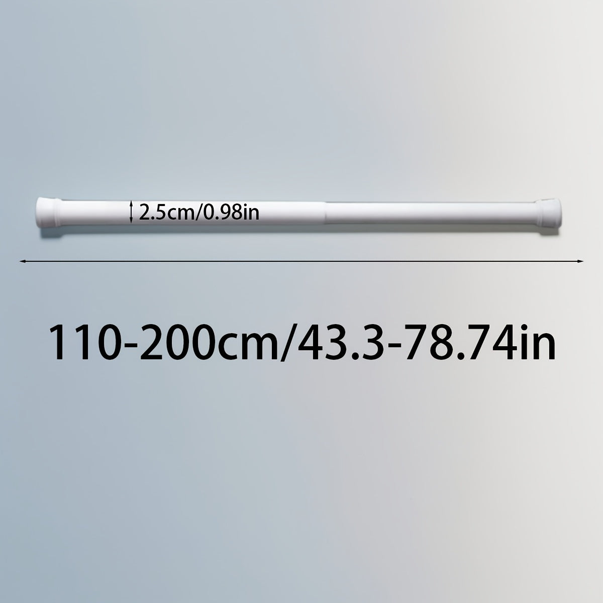 TEMU 1pc Adjustable Tension Curtain Rod, Spring Extendable No-drill Metal Rod For Bathroom, Closet, Cabinet, Laundry, Shoe Storage -