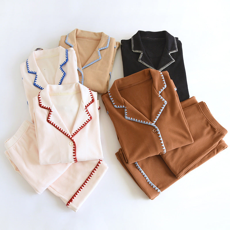 German velvet solid color sleeved long pants sleepwear women&#039;s autumn and winter thick warm simple casual cardigan home suit set