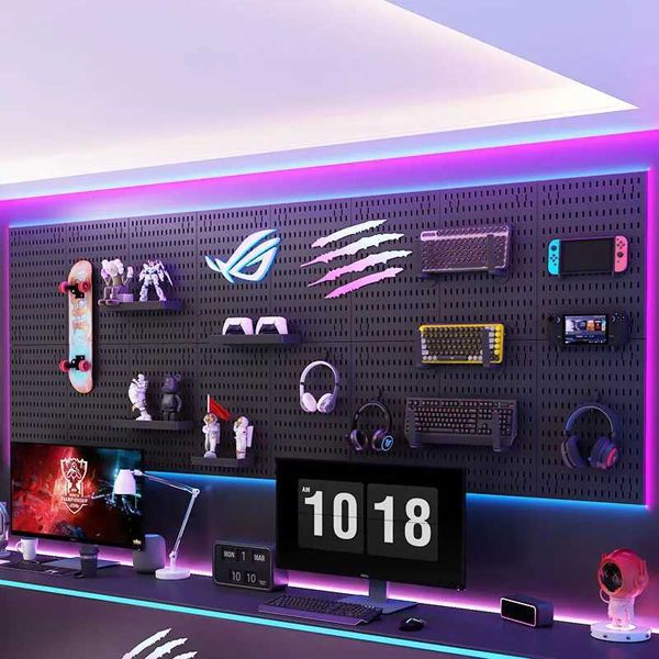 Storage Holders Racks Design Pegboard DIY Wall Mount Perforated Board Organizer Storage Kit Pegboard Accessories No Punching Crafts Organiza