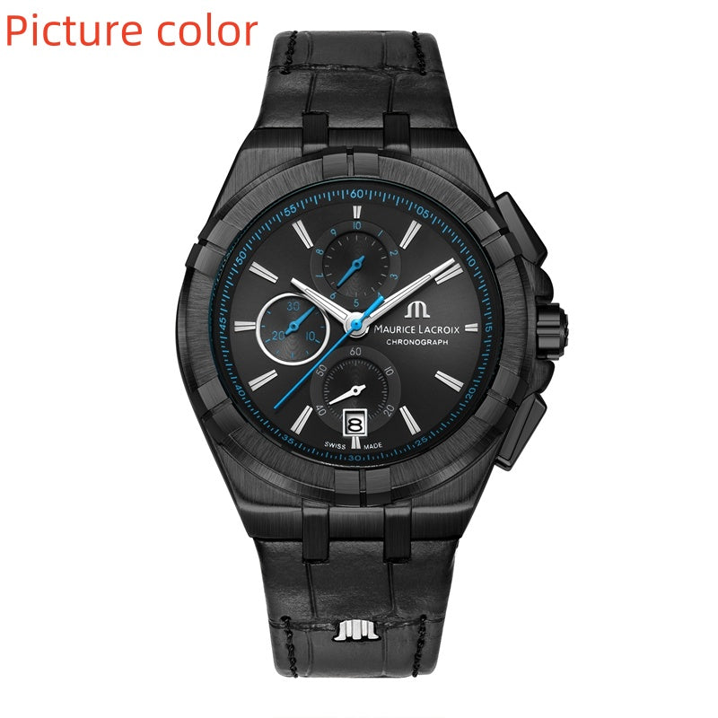 Lacroix Wrist Watches for 2025 Mens Watches Six needles All dials work Quartz Wastch Top Luxury Brand Chronograph Clock Rubber Belt Fashion Holiday