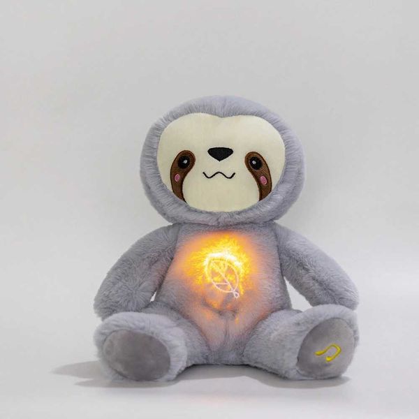 Plush Dolls Kawaii Breathing Sloth Plush Toy Baby Soothing Bear Doll Baby Sleep Companion Sound and Light Plush Toy Q241019