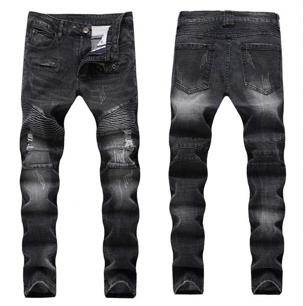 Men's Jeans Fashion Strtwear Mens Biker Jeans Homme Men Motorcycle Slim Fit Black Moto High Quty Denim Pants Joggers Slim Men Jeans T24