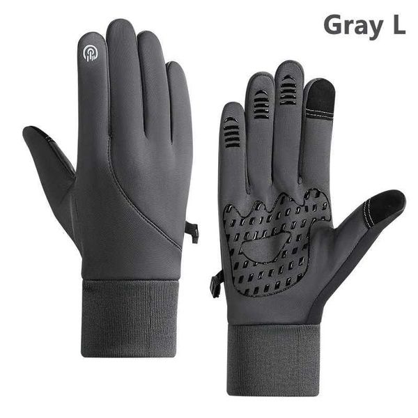 Cycling Gloves Gray L waterproof bicycle gloves winter motorcycle gloves touch screen bicycle gloves outdoor riding scooters windproof and z