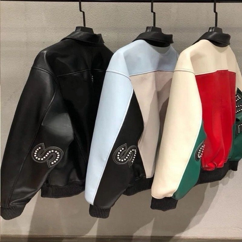 Men&#039;s Jackets Designer Jacket Mens PU Leather Jackets Embroidered leather coat Retro motorcycle Coat Men Hip-hop outerwear Sport