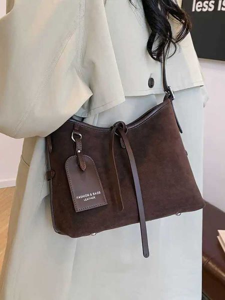 Faux Suede Women Crossbody Bags Autumn Winter Vintage Frosted Commuter Composite Bag Lady Trendy Bucket HandbagsC241022