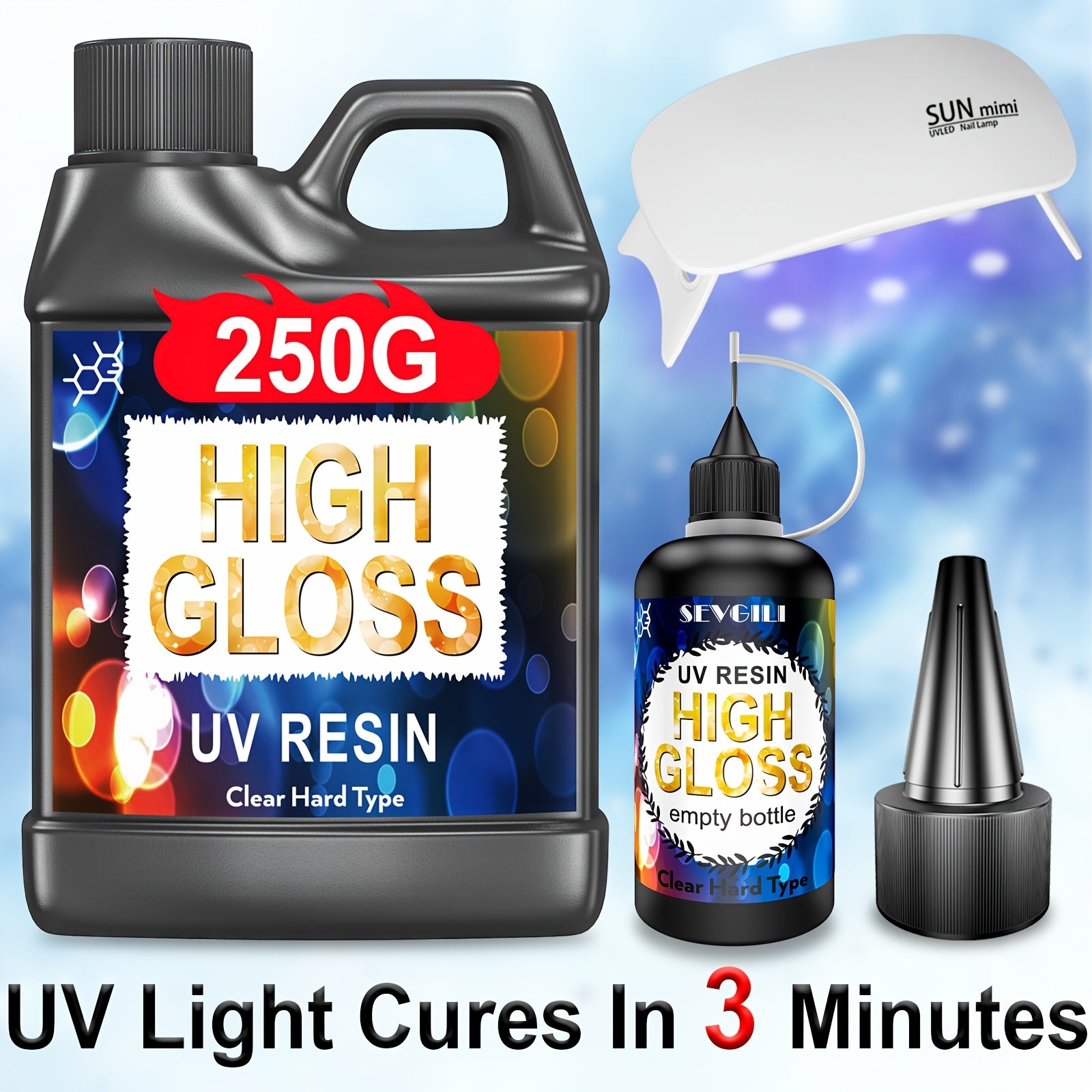 TEMU Professional 250g Uv Resin Kit With Led Light- Gloss Finish, & Fast Curing 3 Minutes - Jewelry Making, Casting, Coating For Diy Crafts