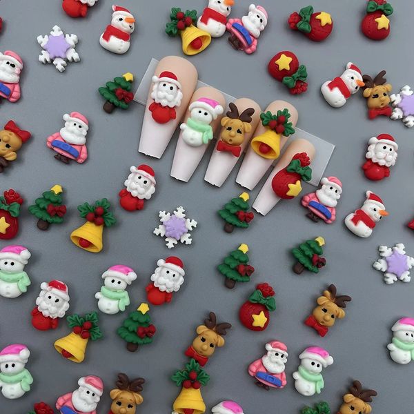 20 pieces of nail art multi shape Christmas decoration cute nails 3D resin charm rhinestone for ergonomic nail festival accessories 241008