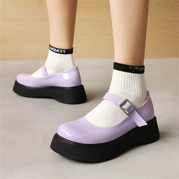PXELENA 6 Candy Color Sweet Lolita Mary Jens Shoes Warm Dwarf Platform Crawler 2022 Spring Role Playing Party Shoes Large Size 45 Y241102