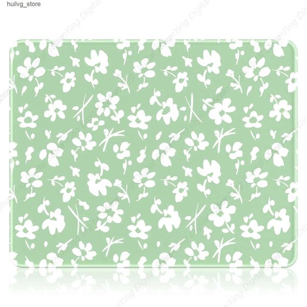Pads Wrist Rests Simple Flower Green Anti Slip Durable Square Mouse Pad Suitable For Gaming Work Office Wireless Mice Men And Women 25*30cm