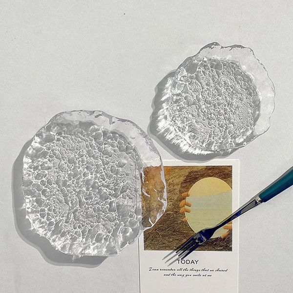 Glass Decorative Trays Dinner Plate Transparent Dish Table Tray Jewels Display Dessert Cake Plates Room Decor 240711