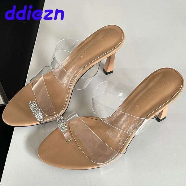 Fashion Transparent Footwear New Women Pumps Slides Female Rhies Peep Toe Ladies High Heels Shoes