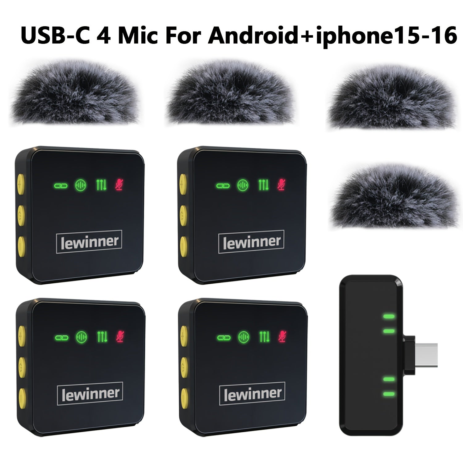 TEMU Lewinner Wireless Lavalier Mic With Built-in Noise Reduction, Usb-c, Portable Lapel Microphone For Streaming, Podcast, Recording, Online Classes