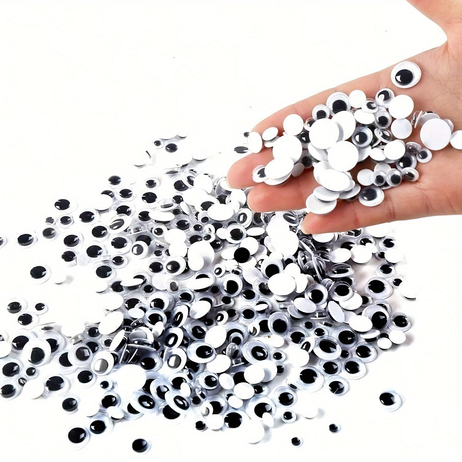 TEMU 300-500-800-1000pcs 8mm - 15mm Black Plastic Eyeballs With Adhesive Backing - Ideal For Diy Crafts, Doll Making, Sewing Supplies, Crafting