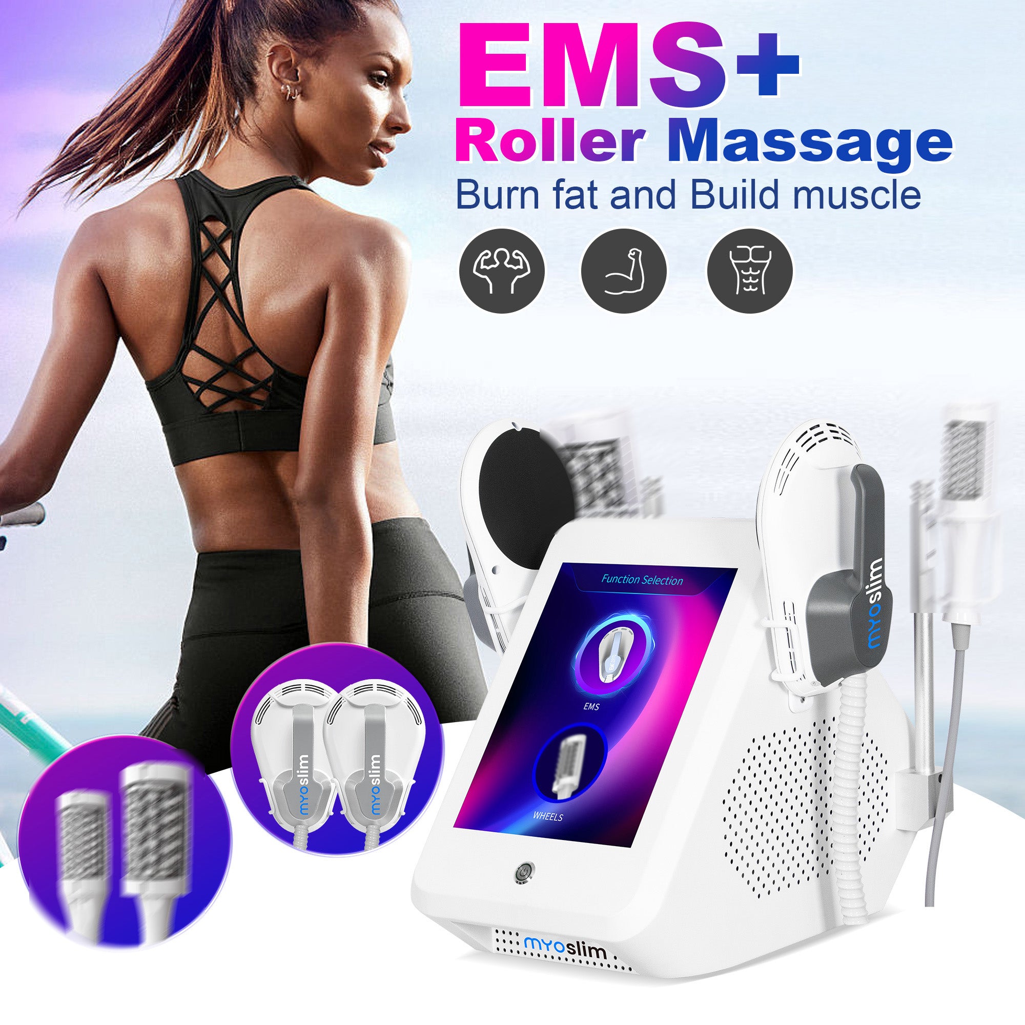 MYOslim EMS Vacuum Inner Ball Roller 360 Degree Rolling Cellulite Massage Weights Loss Machine Body Muscle Body Slimming Fat Removal