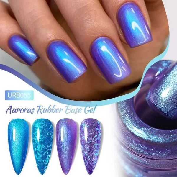 UR SUGAR 7ml Auroras Rubber Base Gel Nail Polish Blue Glitter Sparking Soak Off UV LED Nails Art Gel VarnishM240814