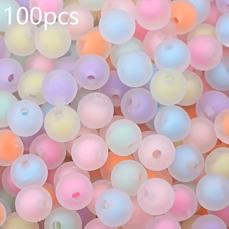 TEMU 100pcs , Yellow, Green, Blue, Purple, Orange, Transparent Beads - Frosted Spacer Beads For Making, Bracelets, Necklaces, Keychains - Lightweight