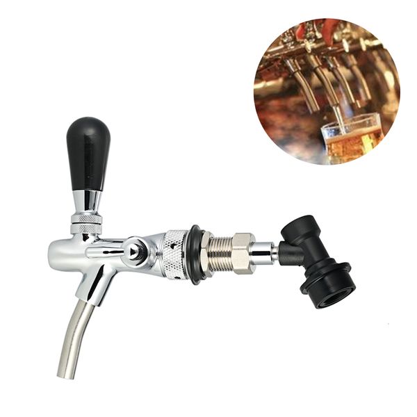 Bar Tools G5-8 Shank Beer Tap Adjustable Flows Chrome Draft Long Stem Home Brew Keg with Ball Boba Straw Lock Disconnect 230920