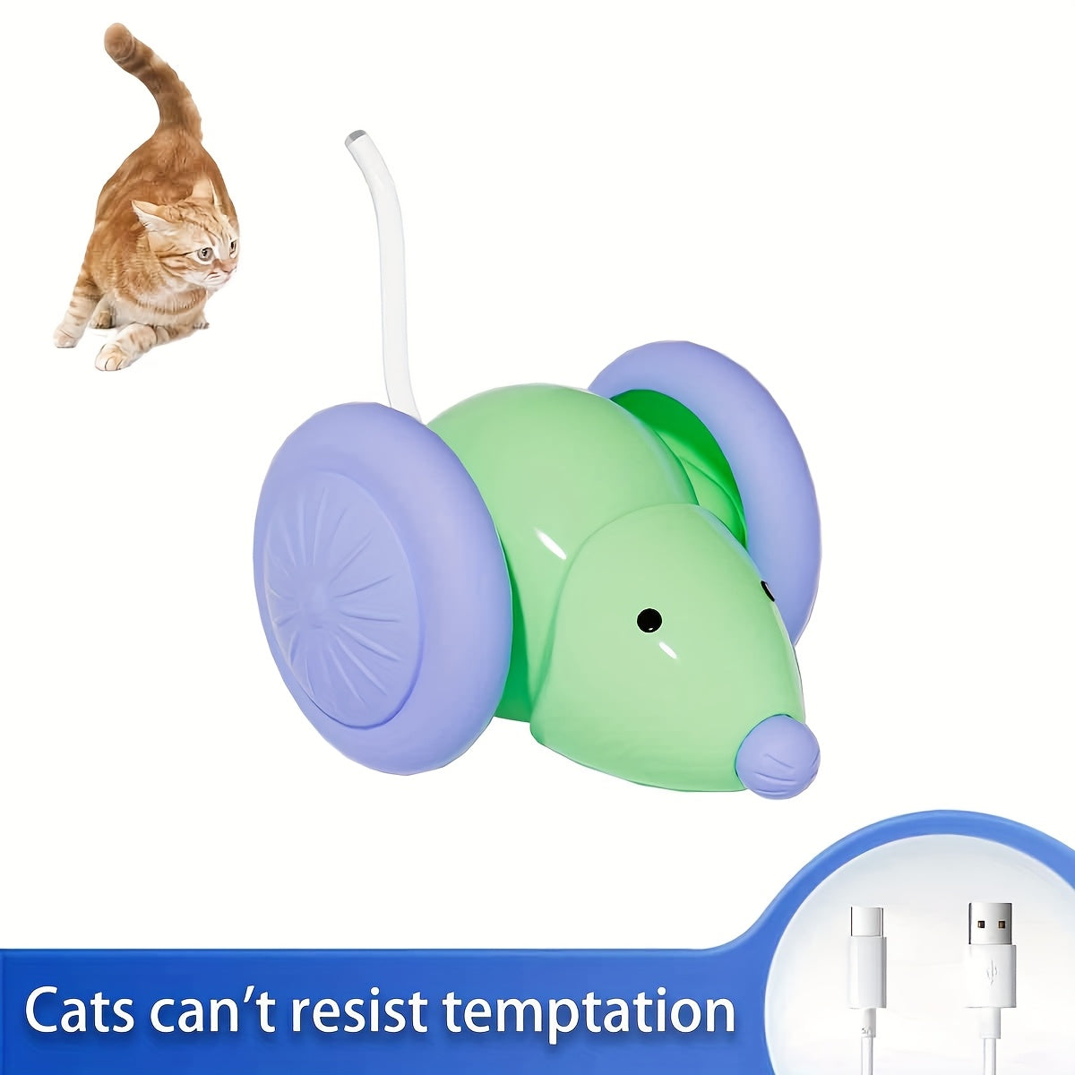 TEMU Interactive Cat Toys With Luminous Tail Mice, Usb Rechargeable Silicon To Curiosity, Safe For All .