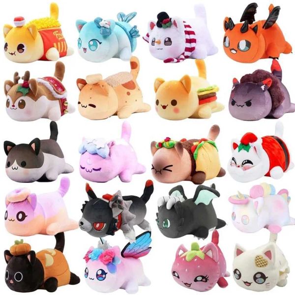 Aphmau Meows Cat Plush Toy Soft Meemeow Stuffed Donut Cat Plushes Kawaii French Fry Cheeseburger Food Plush Doll Christmas Gifts ZZ