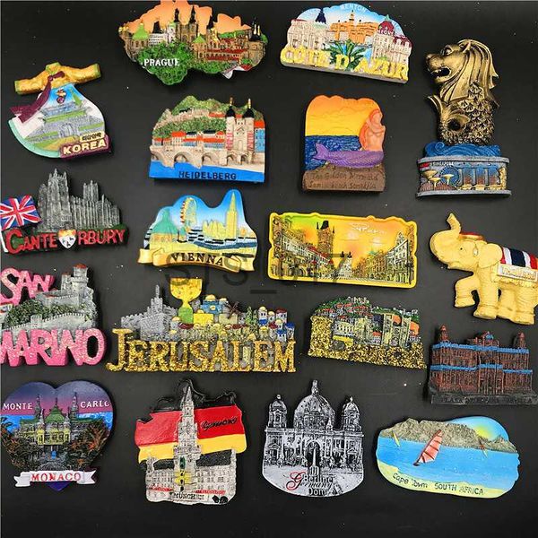 Fridge Magnets Thailand France Germany Vienna South Africa Monaco Britain Spain Portugal Czech Resin Magnetic Refrigerator Magnets x0731