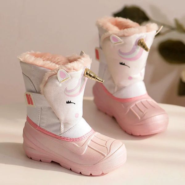Winter Children Snow Boots Girls Hightop Princess Boys Antikick Thicken Cotton Shoes Baby Soft Waterproof Cartoon 250113