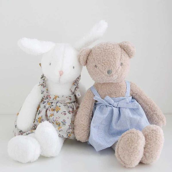 Plush Dolls 45cm Soft Bear Rabbit Plush Toy Dressed Bunny Doll Hug Pillow Stuffed Animal Cartoon Bears Plushies Child Girl GiftsY241216E9T0