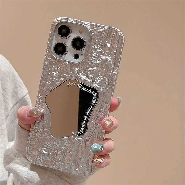 For Luxury special rock patterned mirrored phone case for iPhone 15 14 12 Pro Max 11 X S XR 7 8 Plus SE with stylish protective soft cover X