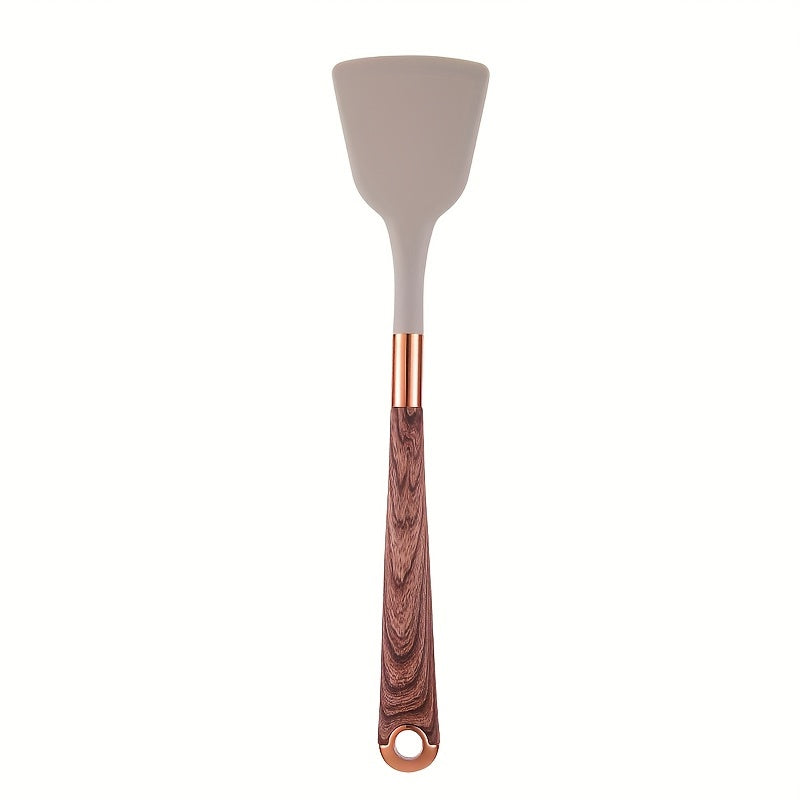 TEMU 1pc Silicone Kitchen Utensil With Wood Grain Handle - Heat Resistant, Safe For Cooking & Baking, Essential Tool